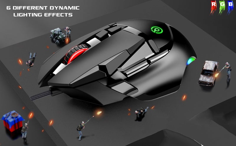 Offbeat – CYRAX Wired Gaming 10D Macro Buttons Mouse | RGB Carpet Light 20K DPI | 1000Hz Polling Rate - Image 5