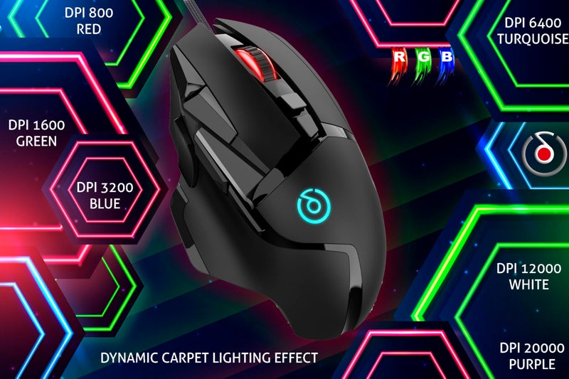 Offbeat – CYRAX Wired Gaming 10D Macro Buttons Mouse | RGB Carpet Light 20K DPI | 1000Hz Polling Rate - Image 2