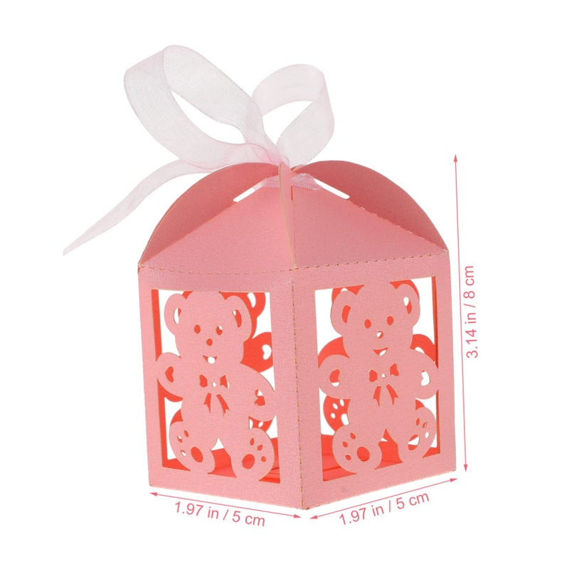 Pink Hollow Bear Candy Boxes 50pcs for Birthday Party Wedding Shower Treats - Image 3