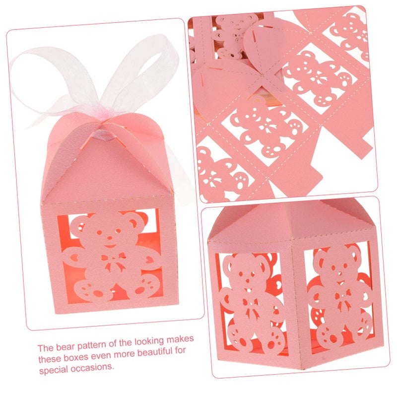 Pink Hollow Bear Candy Boxes 50pcs for Birthday Party Wedding Shower Treats - Image 5
