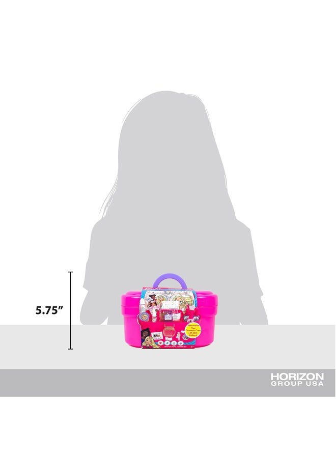 Barbie Cosmetic Case by Horizon Group USA, DIY Beauty Kit for an at-Home Spa Day, Create Your Own Face Sheet Masks, Nail Art & Body Glitter, Includes Reusable Storage Case with Removable Tray - Image 4