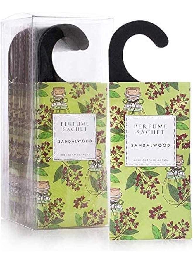 erorex Sandalwood Hanging Sachet Closet Deodorizer 1 Pack 12 Pcs Scent Sachet Drawer Freshener Closet Air Freshener Scented Deodorizer Freshener For Home Car Long Lasting Scented Sachets Smell Goods - Image 1