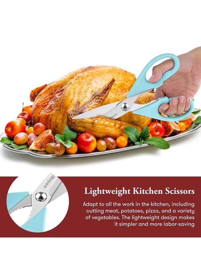iBayam Kitchen Scissors, All Purpose Heavy Duty Meat Scissors, Dishwasher Safe, Stainless Steel, 2-Pack, Light Blue, Pistachio - Image 5