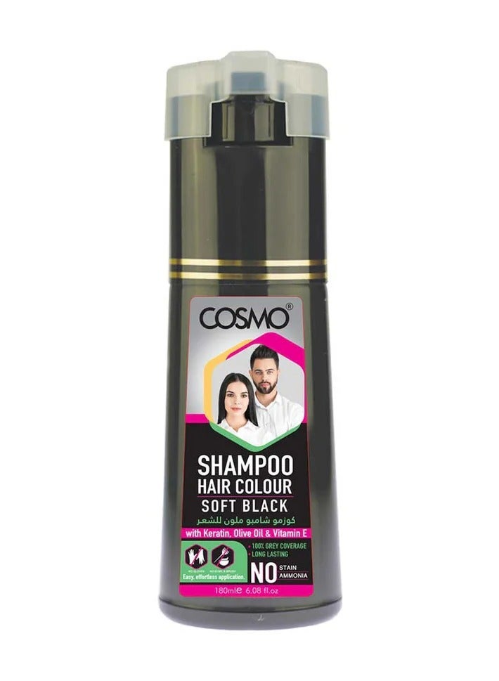 Cosmo Hair Colour Shampoo Soft Black 180ml for Men and Women
