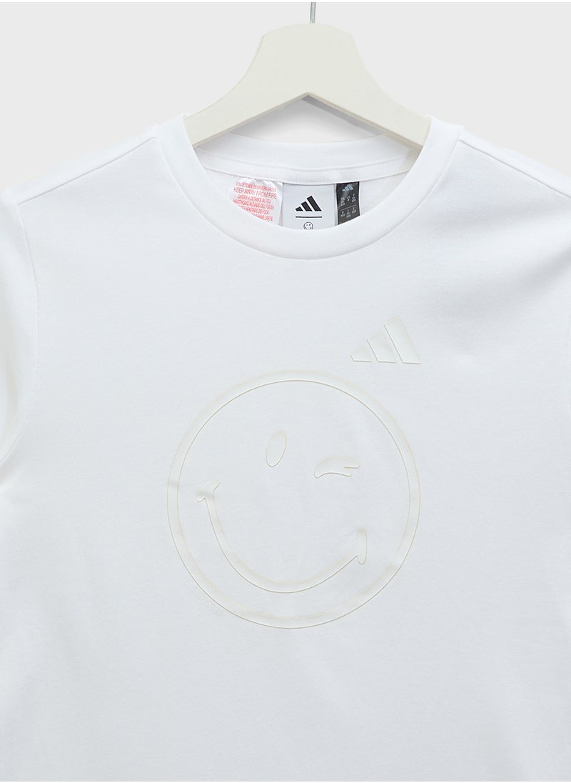 Adidas Youth Smiley World Graphic T-Shirt  - Image 3