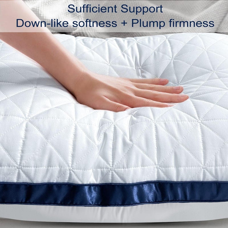 Slybear Pillows Queen Size Set of 2, Queen Pillows 2 Pack, Cooling Hotel Luxury Pillow for Bed Sleeping, Supportive Breathable Down Alternative Gusseted Pillow for Side Stomach or Back Sleepers - Image 4