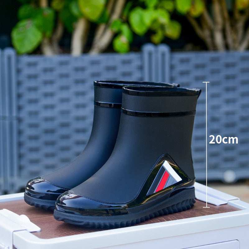 Men'S And Women'S Short Rain Boots With Drawstring, Non-Slip, Fleece-Lined, Outdoor Work, Warm, Waterproof, Casual Rubber Shoes, Durable - Image 1