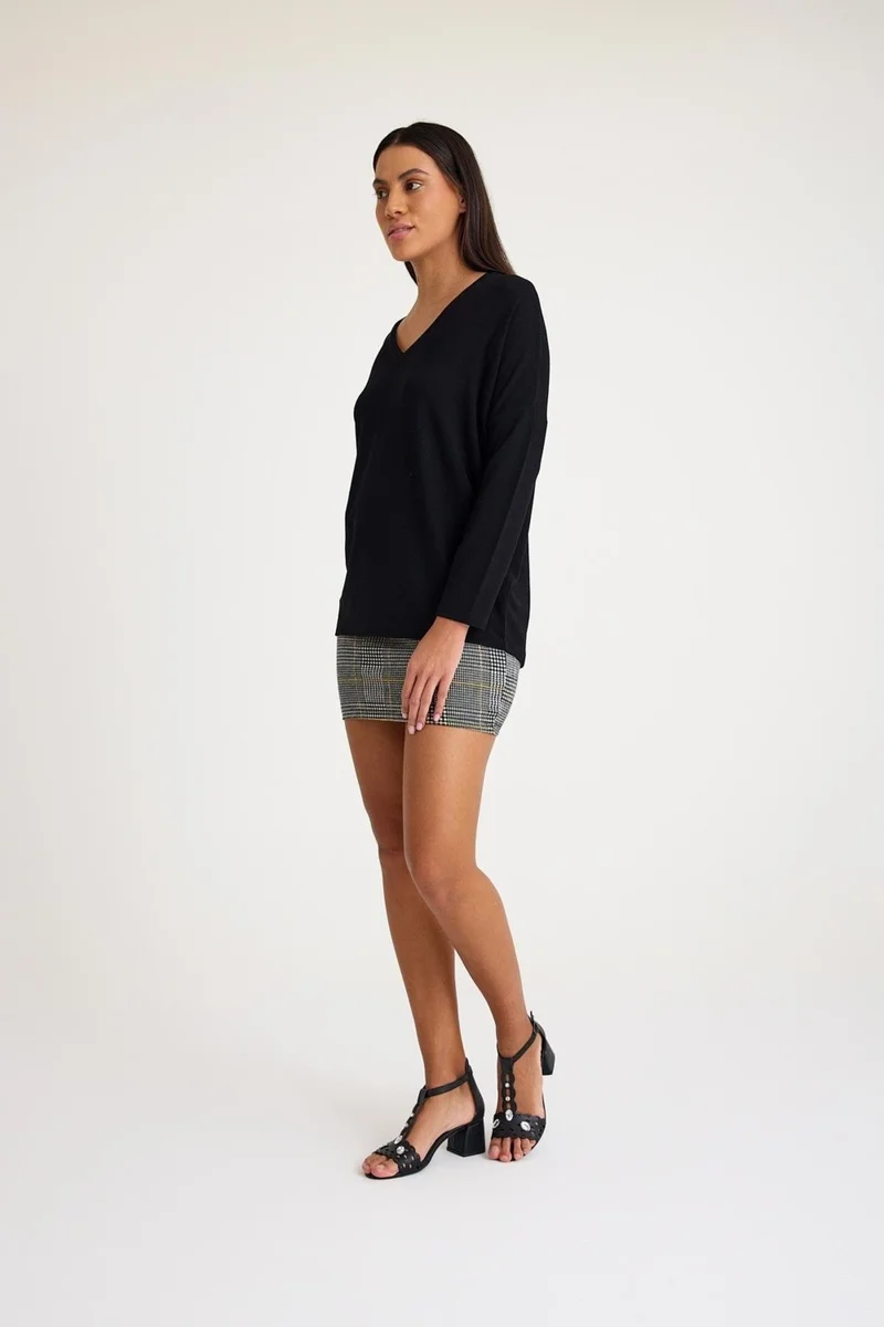 كوتن كونسيبت V Neck Bat Sleeve Basic Knitwear Sweater