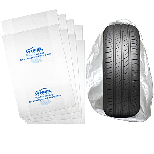 WHEEL CONNECT Tire Storage Bags. Made of Polyethylene LDPE Plastic, Large 38”X42”H, White, Pack of 8pcs. L. - Image 1