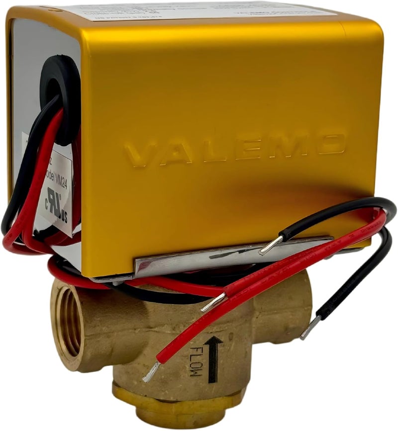 Valemo V3222-A1S Motorized Zone Valve, 3-way, 1/2" Threaded NPT, Normally Closed, 24 VAC with End Switch - Image 2