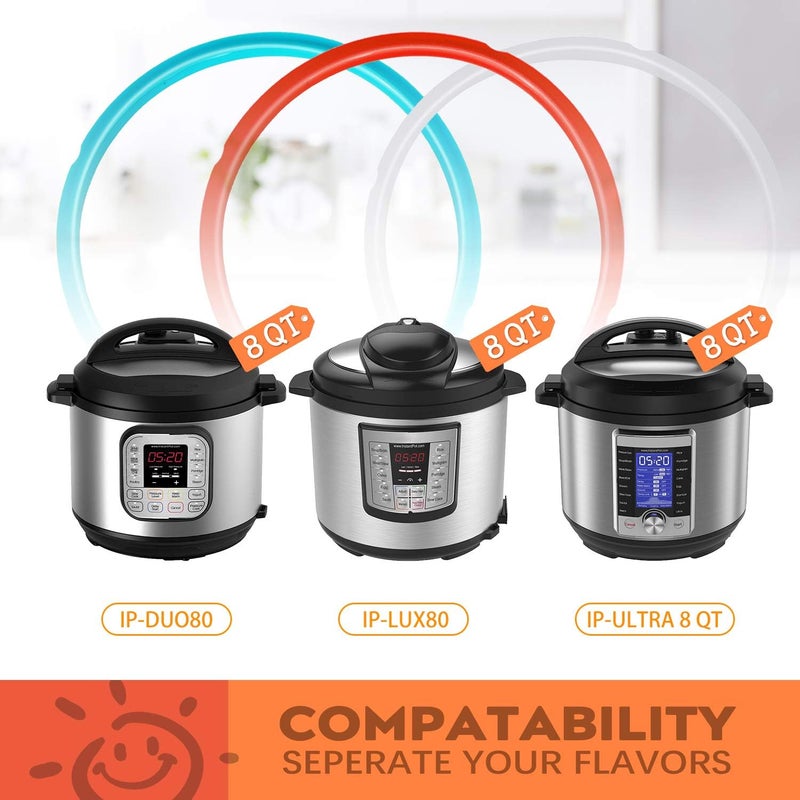 Newkiton Silicone Sealing Ring 3-Pack for 8Qt Pressure Cookers - Dishwasher Safe Food-Grade Replacement Gasket Compatible with Instant Pot 8Qt Models: IP-DUO80, IP-LUX80, Ultra, Duo Plus, Viva. - Image 4