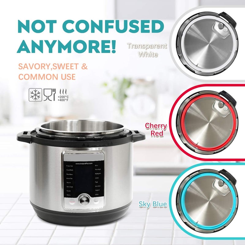 Newkiton Silicone Sealing Ring 3-Pack for 8Qt Pressure Cookers - Dishwasher Safe Food-Grade Replacement Gasket Compatible with Instant Pot 8Qt Models: IP-DUO80, IP-LUX80, Ultra, Duo Plus, Viva. - Image 3