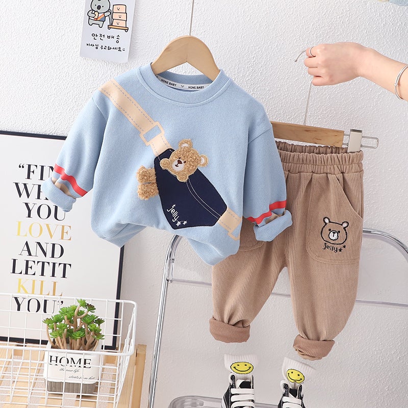 Boys Backpack Bear Suit 2025 Spring and Autumn New Fashionable Baby Children's Clothing One-Year-Old Baby Spring Clothing One-Piece Delivery Trendy - Image 3