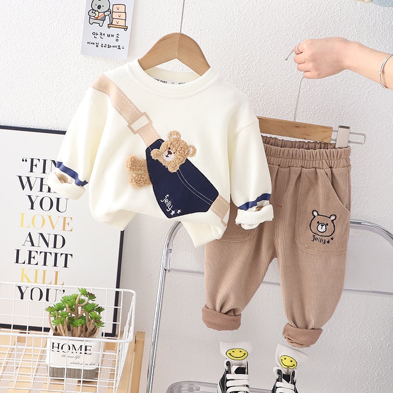 Boys Backpack Bear Suit 2025 Spring and Autumn New Fashionable Baby Children's Clothing One-Year-Old Baby Spring Clothing One-Piece Delivery Trendy - Image 4