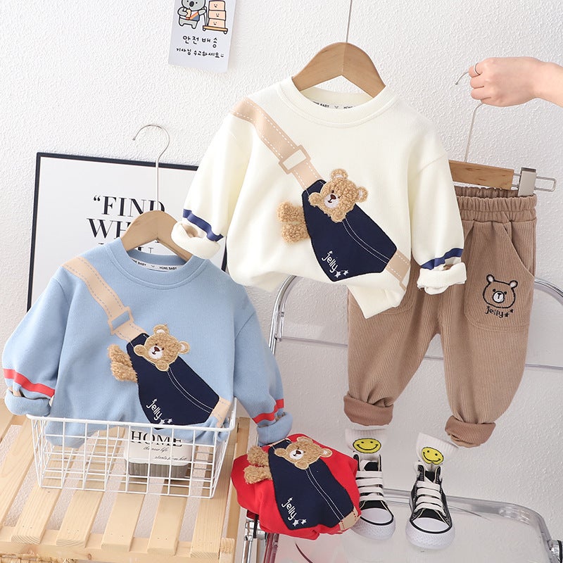 Boys Backpack Bear Suit 2025 Spring and Autumn New Fashionable Baby Children's Clothing One-Year-Old Baby Spring Clothing One-Piece Delivery Trendy - Image 2