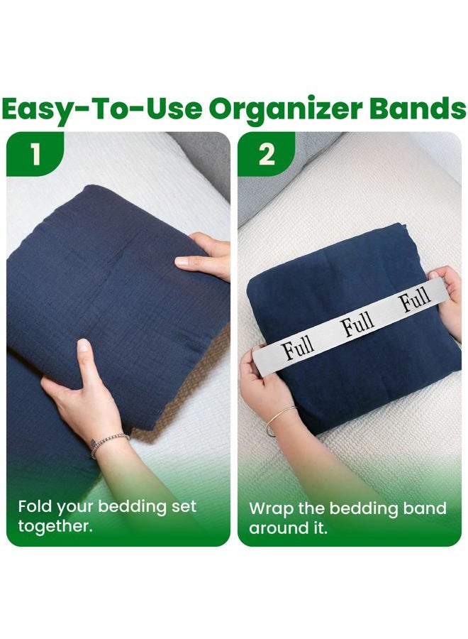 ECOHomes Bed Sheet Organizer and Storage Size Label Bands | Bed Sheets Set Organizers for Linen Closet Organization - Elastic Bedding Band Labels for Organizing Bedsheet (Full 4PCs Pack | Simple) - Image 5