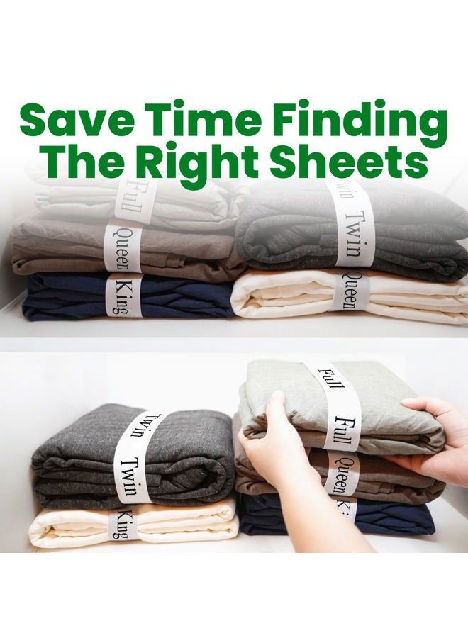 ECOHomes Bed Sheet Organizer and Storage Size Label Bands | Bed Sheets Set Organizers for Linen Closet Organization - Elastic Bedding Band Labels for Organizing Bedsheet (Full 4PCs Pack | Simple) - Image 4