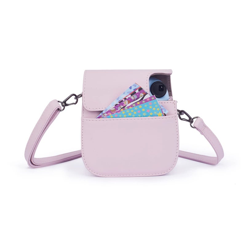 Phetium Instant mini 12 Camera Protective Case Compatible with Instax Mini 12 11,PU Leather Bag with Pocket and Adjustable Shoulder Strap (Blossom Pink) - Image 5