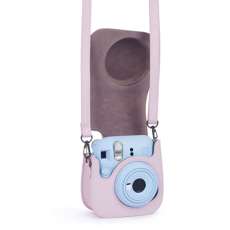 Phetium Instant mini 12 Camera Protective Case Compatible with Instax Mini 12 11,PU Leather Bag with Pocket and Adjustable Shoulder Strap (Blossom Pink) - Image 3