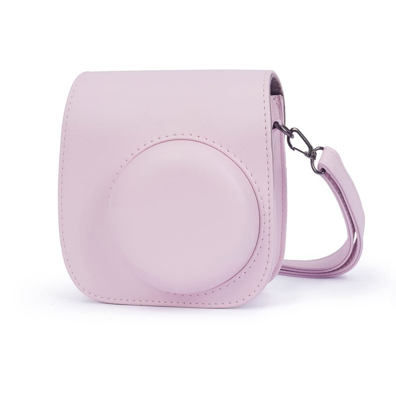 Phetium Instant mini 12 Camera Protective Case Compatible with Instax Mini 12 11,PU Leather Bag with Pocket and Adjustable Shoulder Strap (Blossom Pink) - Image 1