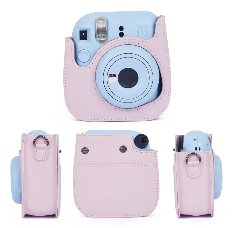 Phetium Instant mini 12 Camera Protective Case Compatible with Instax Mini 12 11,PU Leather Bag with Pocket and Adjustable Shoulder Strap (Blossom Pink) - Image 2