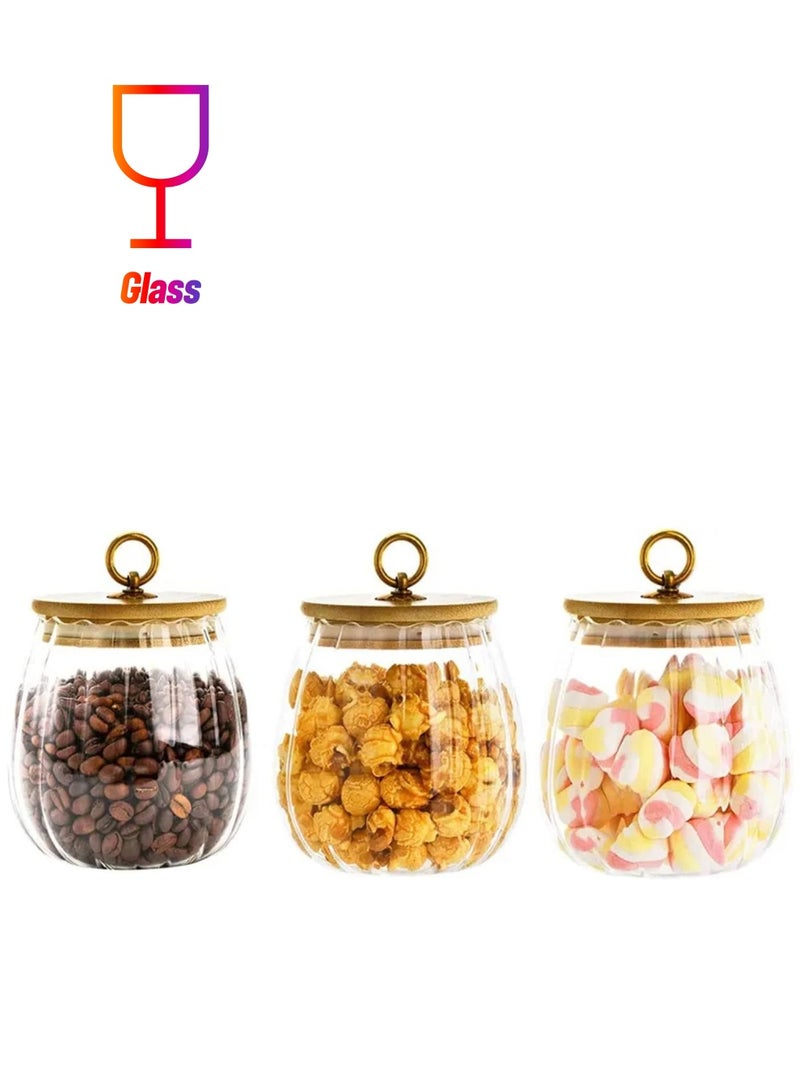Glass Storage Jars with Airtight Lids Metal Ring Jar Set Suitable for Home Kitchen Storage of Candy Cookies Nuts Oatmeal (Oval 3 Pieces)  - Image 1