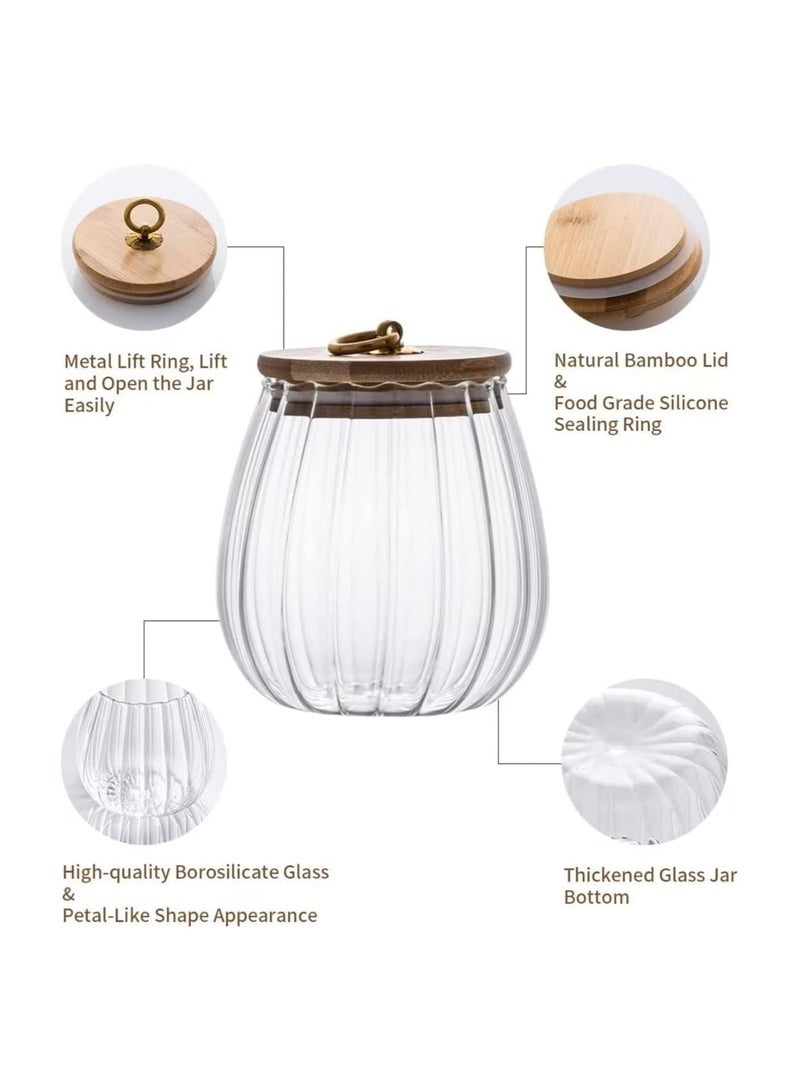 Glass Storage Jars with Airtight Lids Metal Ring Jar Set Suitable for Home Kitchen Storage of Candy Cookies Nuts Oatmeal (Oval 3 Pieces)  - Image 2