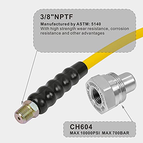 AMZCNC 10' 10000psi High Pressure Hydraulic Hose CH-604 Coupler 3/8" Thread Hydraulic Hose Assembly,1/4" ID x 10 ft - Image 3