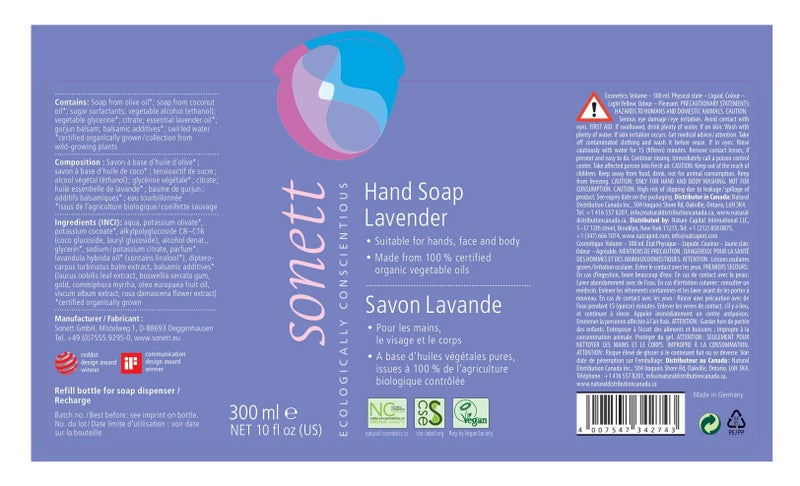 Sonett Organic Hand Soap Lavender (pack of 1) - Image 2
