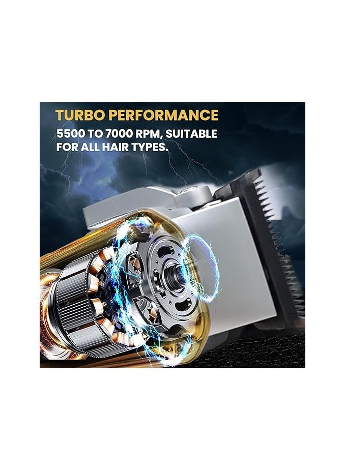 VGR V-006 Professional Hair Clipper, Salon Trimmer with Digital Display, Taper Lever, 5500-7000RPM Button, Ceramic Blade,8 Cutting Combs,250 min Runtime,2600mAh Lithium Battery Gold - Image 5