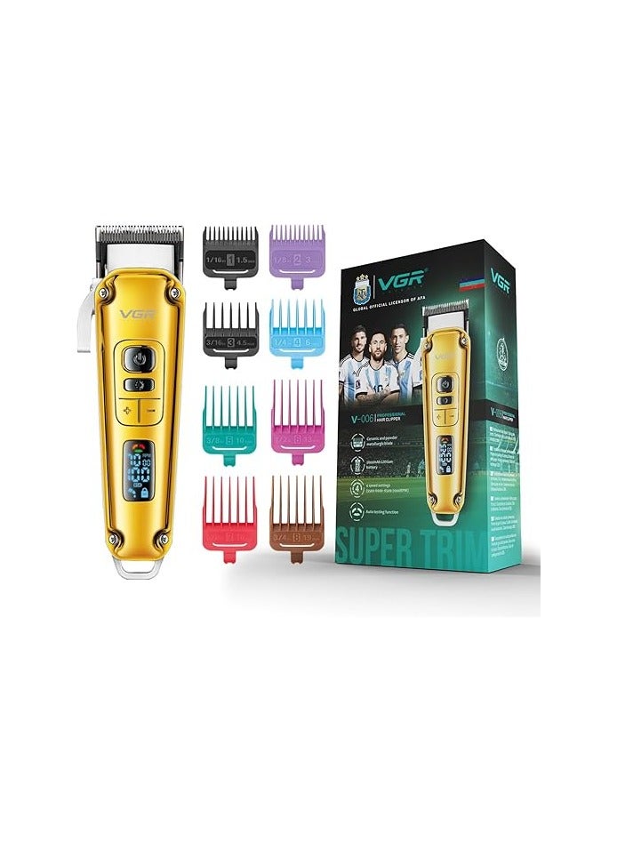 VGR V-006 Professional Hair Clipper, Salon Trimmer with Digital Display, Taper Lever, 5500-7000RPM Button, Ceramic Blade,8 Cutting Combs,250 min Runtime,2600mAh Lithium Battery Gold - Image 1