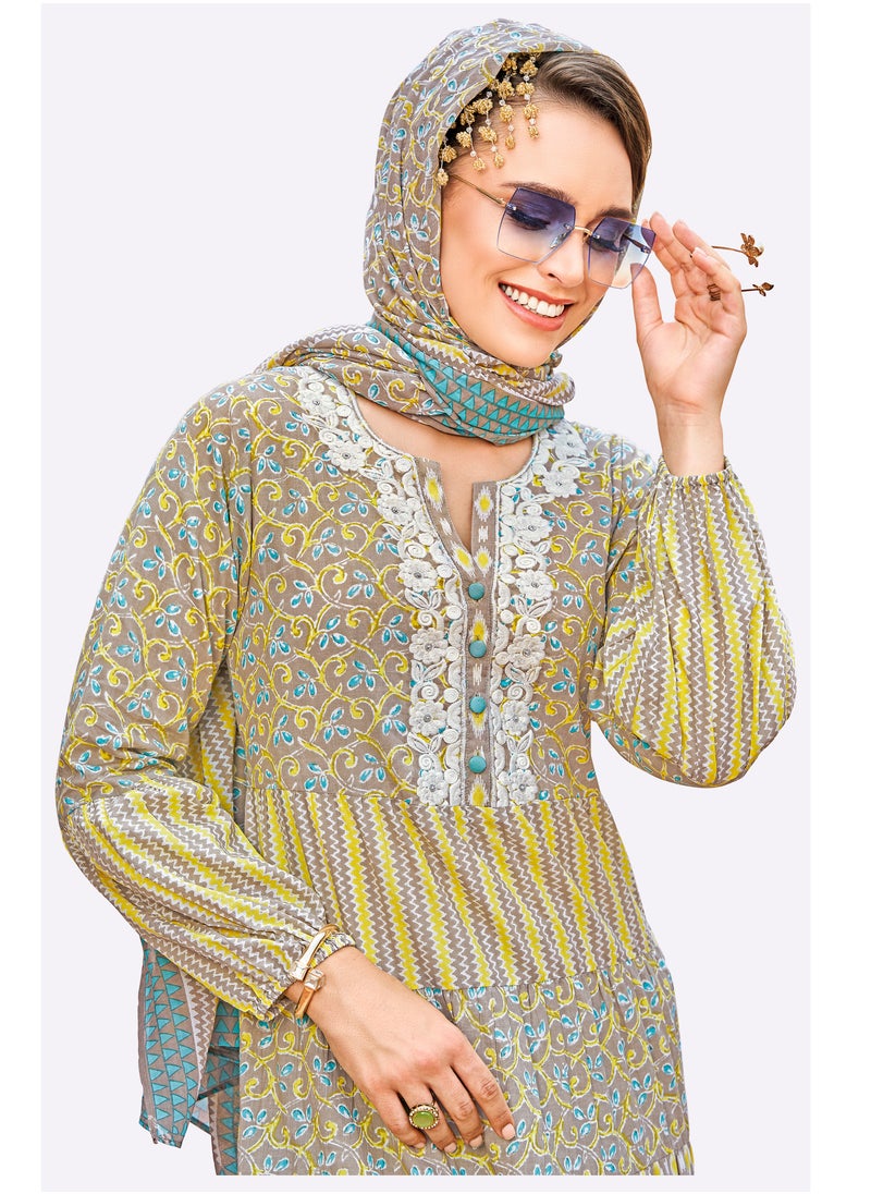 SARA Sara Scroll Print Jalabiya  - Image 4