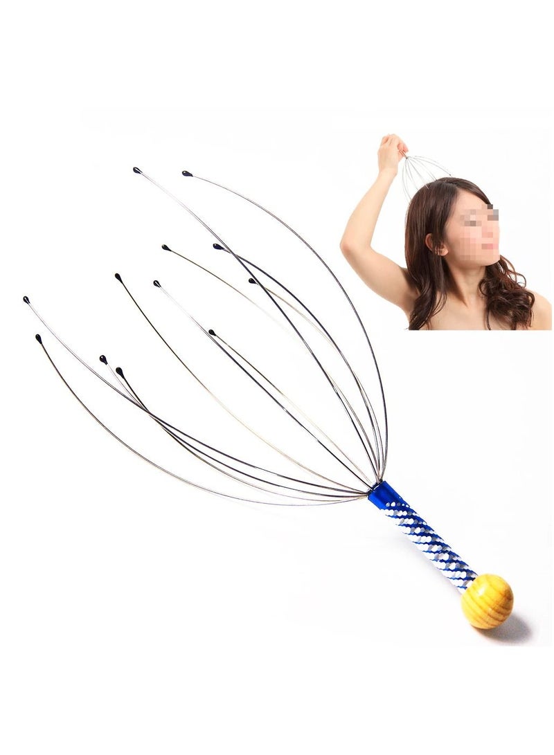 DubaiGallery Head Scalp Massagers, 12 Fingers Head Massage Hand-held, Head Massager Scalp Scratcher for Deep Relaxation, Stress Relief and Hair Stimulation SS handle - Image 1