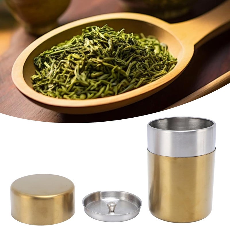 Tyenaza Tea Canister, Gold 304 Stainless Steel Sealed Damp Proof Coffee Sugar Tea Leaf Jar (S) - Image 4