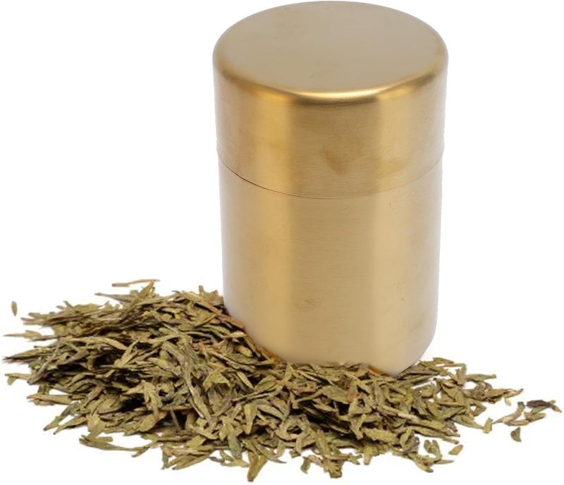 Tyenaza Tea Canister, Gold 304 Stainless Steel Sealed Damp Proof Coffee Sugar Tea Leaf Jar (S) - Image 3