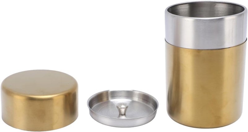Tyenaza Tea Canister, Gold 304 Stainless Steel Sealed Damp Proof Coffee Sugar Tea Leaf Jar (S) - Image 1