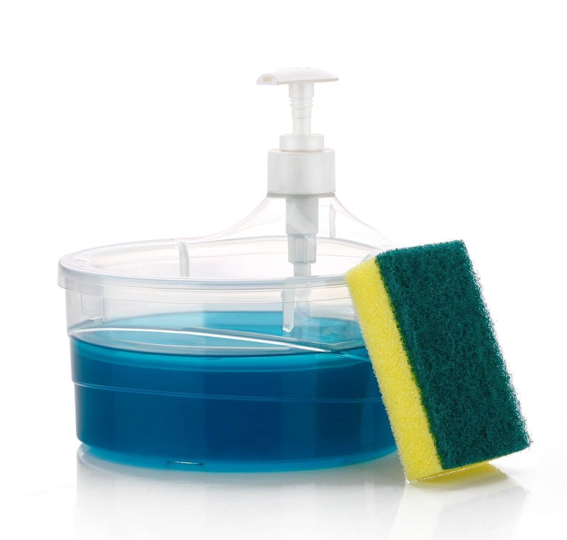 Dish Wash Liquid Dispenser with Cleaning Sponge Soap Dispenser Liquid Soap Pump Dispenser for Dishwash  - Image 2