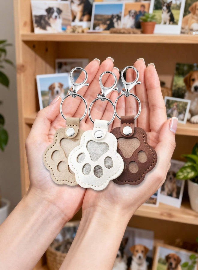 Atigrado 4 Pcs Pet Fur Keepsake Cat Dog Hair Keychain, Cute Paw Print Key Ring Holder, Premium Leather Fur Memory Charm, Unique Memorial Gifts of Your Beloved Pet (Dark Brown, White, Red, Pink) - Image 5