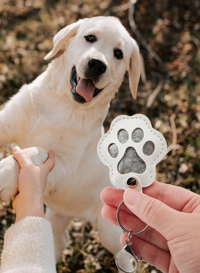 Atigrado 4 Pcs Pet Fur Keepsake Cat Dog Hair Keychain, Cute Paw Print Key Ring Holder, Premium Leather Fur Memory Charm, Unique Memorial Gifts of Your Beloved Pet (Dark Brown, White, Red, Pink) - Image 4