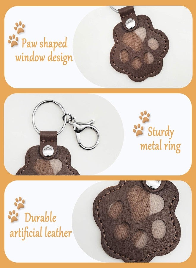 Atigrado 4 Pcs Pet Fur Keepsake Cat Dog Hair Keychain, Cute Paw Print Key Ring Holder, Premium Leather Fur Memory Charm, Unique Memorial Gifts of Your Beloved Pet (Dark Brown, White, Red, Pink) - Image 2