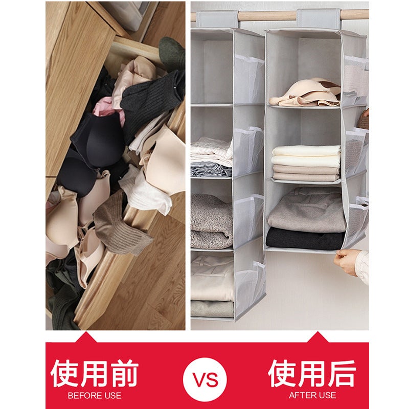 Clothes Storage Plastic Bag Hanging Bag Double-Sided Multifunctional Hanging Wardrobe Bra Bag Finishing Storage Bag - Image 5
