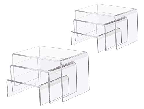 Jusalpha Jusalpha 6 Piece Strong Clear Acrylic Rectangular Riser For Retail Shelf Showcase Fixtures for Jewelry Display Stand for Amiibo Funko POP Figures Cupcakes Food Display 2 