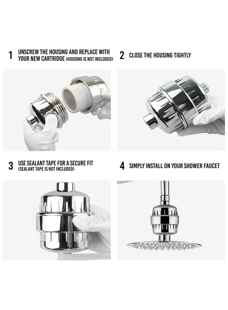 [Upgraded] 15 Stage Universal Shower Water Filter Cartridges (4 Pack) Removes Chlorine, Microorganisms, Hard Water - Replacement for all similar shower systems including AquaBliss, Hompal - Image 2