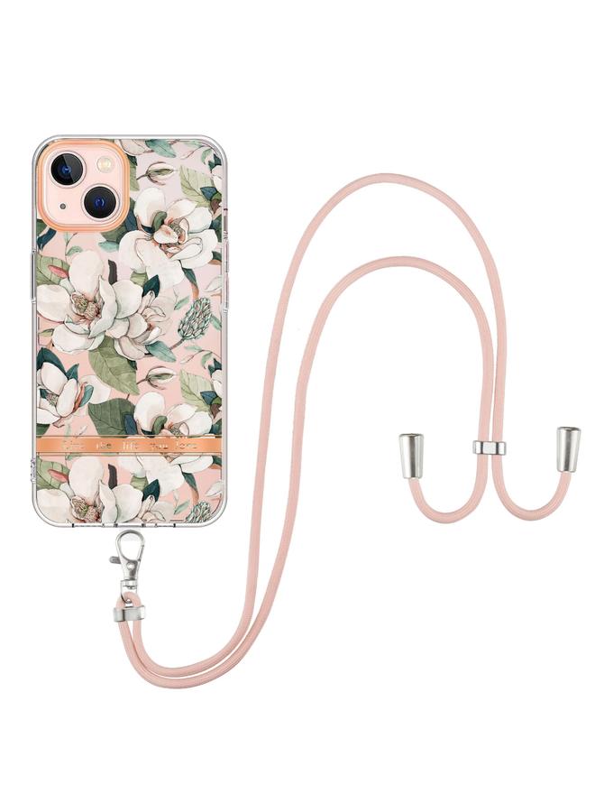 اس-توب جراب لهاتف iPhone 14 Plus من سلسلة الزهور والنباتات IMD جراب هاتف TPU مع حبل - Image 2