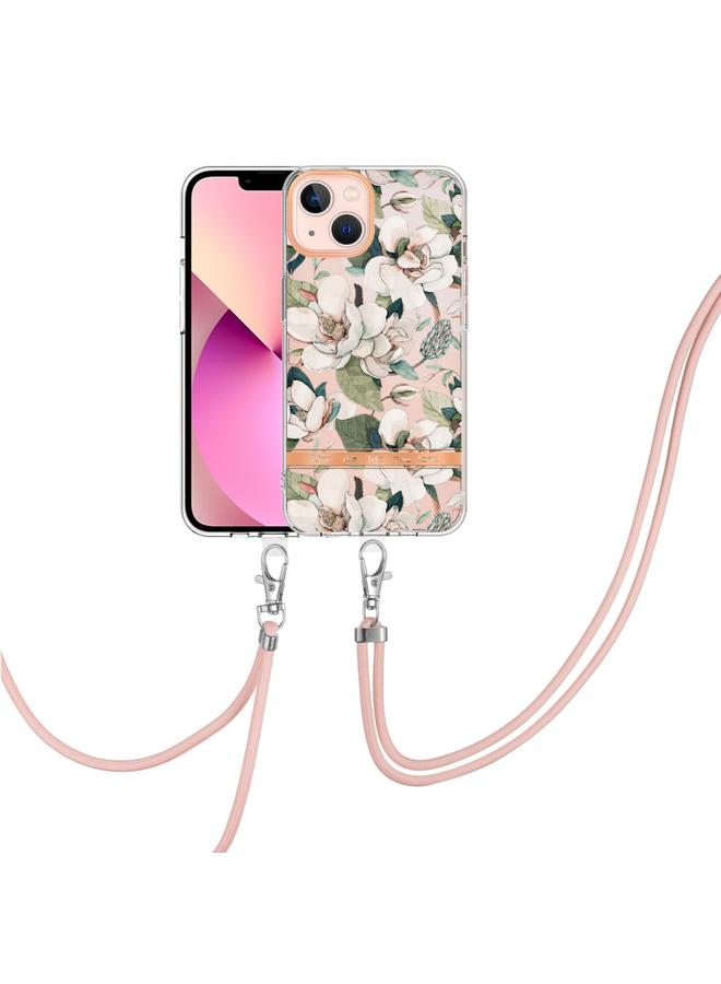 اس-توب جراب لهاتف iPhone 14 Plus من سلسلة الزهور والنباتات IMD جراب هاتف TPU مع حبل - Image 1