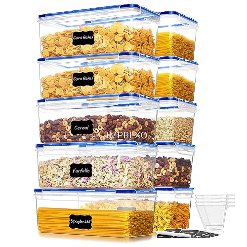 IMPREXO airtight plastic containers for kitchen storage containers for kitchen airtight kitchen containers set Set Of 10, Transparent - Image 1