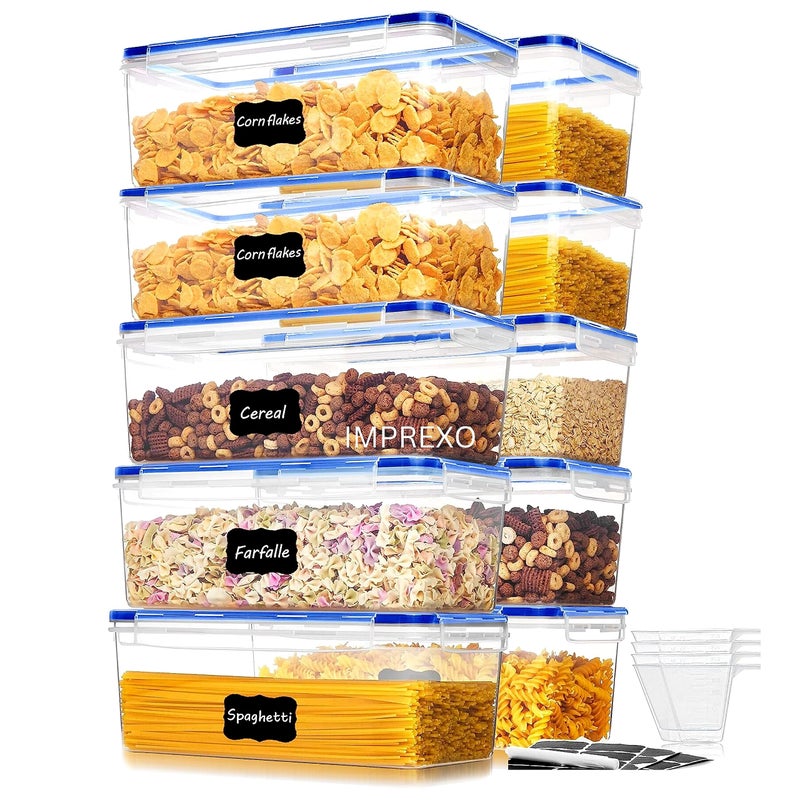 IMPREXO airtight plastic containers for kitchen storage containers for kitchen airtight kitchen containers set Set Of 10, Transparent - Image 5