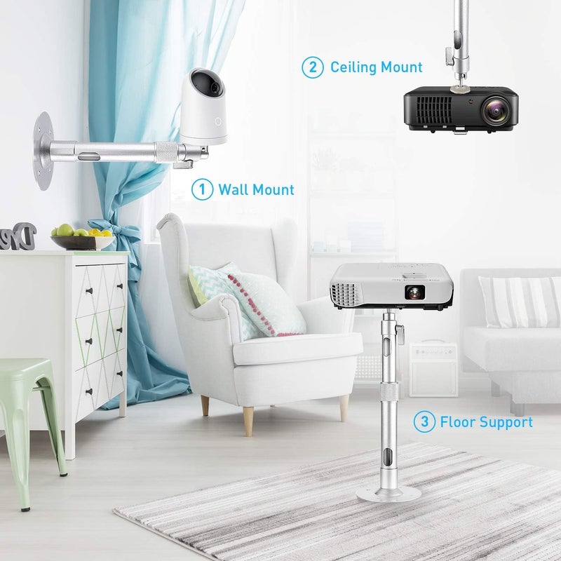 NIERBO Universal Projector Wall Ceiling Mount Hanger 360°Rotatable Head with Extendable Length 11.8 Inch to 19.7 Inch / 11 lbs Load Mounting Bracket - Image 2