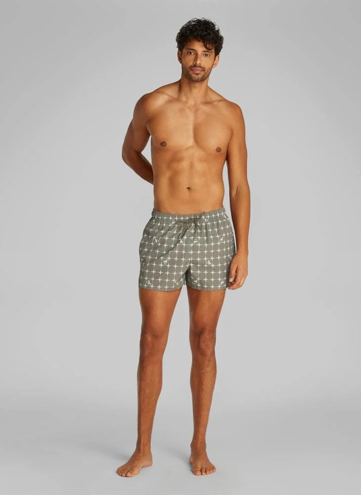 Calvin Klein Jeans Short Drawstring-Print Swim Shorts