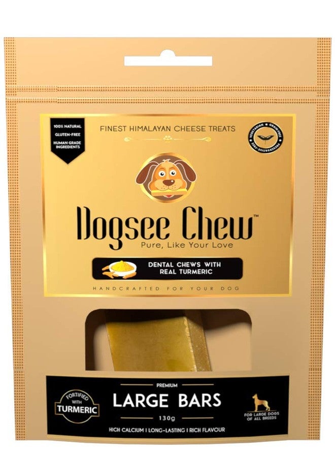 Dogsee Chew Turmeric Bars for Dogs -130g Large | 100% Natural Himalayan Yak Chews | Smoke Dried | Long Lasting | Helps Fight Plaque & Tartar | Promotes Healthy Immune System - Image 1